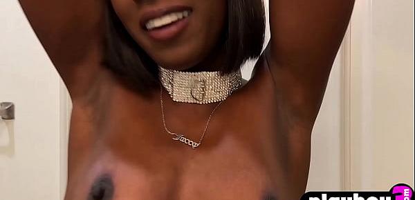  Petite ebony babe Ana Foxxx played with wet pussy after dancing and hot posing